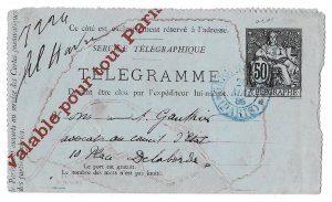 Paris, France 50c Pneumatic Telegraphique Mail 1885, Valable pour tout Paris