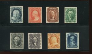 40P4-47P4 1875 1c-90c Reprints Proof on Card Set of 8 Stamps (Bz 166)