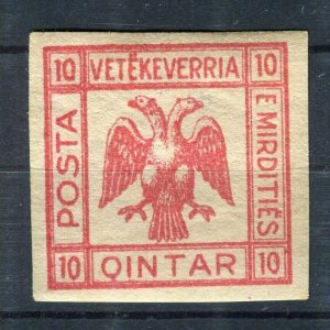 ALBANIA; 1913 Double Headed Eagle Imperf local Tax issue Mint hinged 10q.