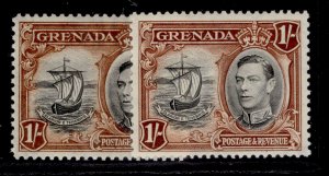 GRENADA GVI SG160 + 160a, 1s PERF VARIETIES, LH MINT. Cat £13.