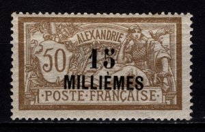 French PO in Alexandria 1921 Surch. in two lines, 15m on 50c [Mint]