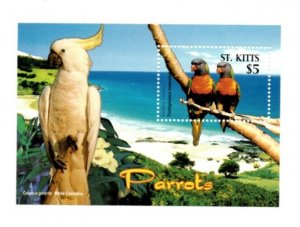 Saint Kitts 2005 - Birds Parrots - Souvenir Stamp Sheet - Scott #618 - MNH