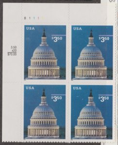 U.S. Scott #3472 U.S. Capitol Stamp - Mint NH Plate Block