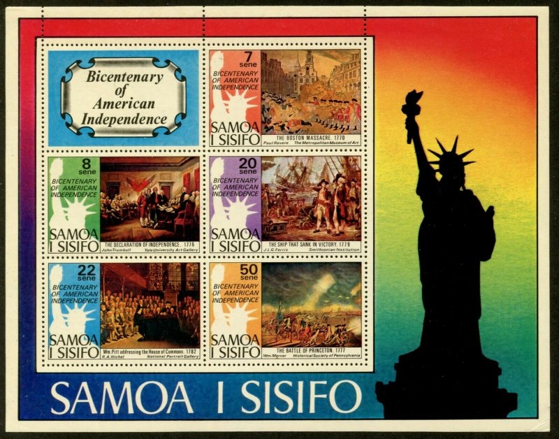 SAMOA Sc#432a SG#MS464 1976 US Bicentennial Souvenir Sheet Mint OG NH