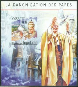 TOGO 2014 CANONIZATION OF POPE JOHN PAUL II   SOUVENIR SHEET IMPERF  MINT NH