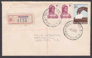 PAPUA NEW GUINEA 1964 Registered cover ex HOHOLA - Relief No.5 cds..........U887