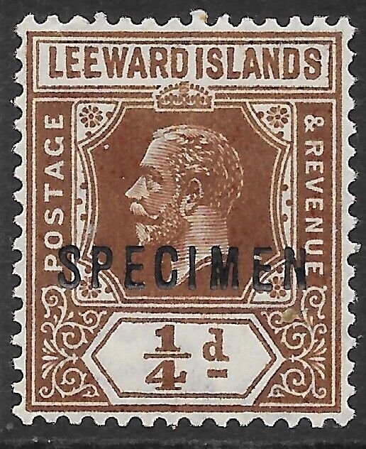 LEEWARD ISLANDS SG58s 1922 ¼d BROWN OVPT SPECIMEN MTD MINT