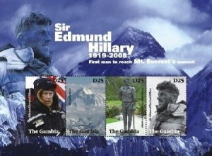 Gambia 2008 - Sir Edmund Hillary - Sheet of 4 stamps - Scott #3157 - MNH