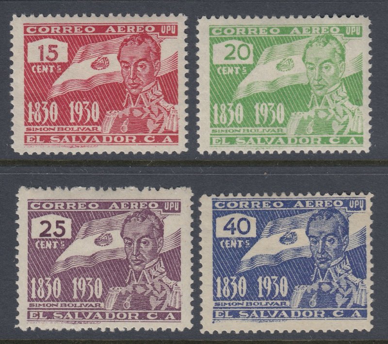 El Salvador 1930 Bolivar Centenary Set LM Mint. Scott C15-C18