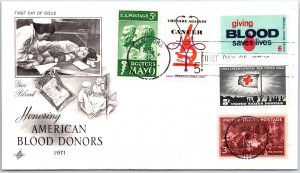 U.S. FIRST DAY COVER HONORING AMERICAN BLOOD DONOR IN COMBINATION (B) 1971