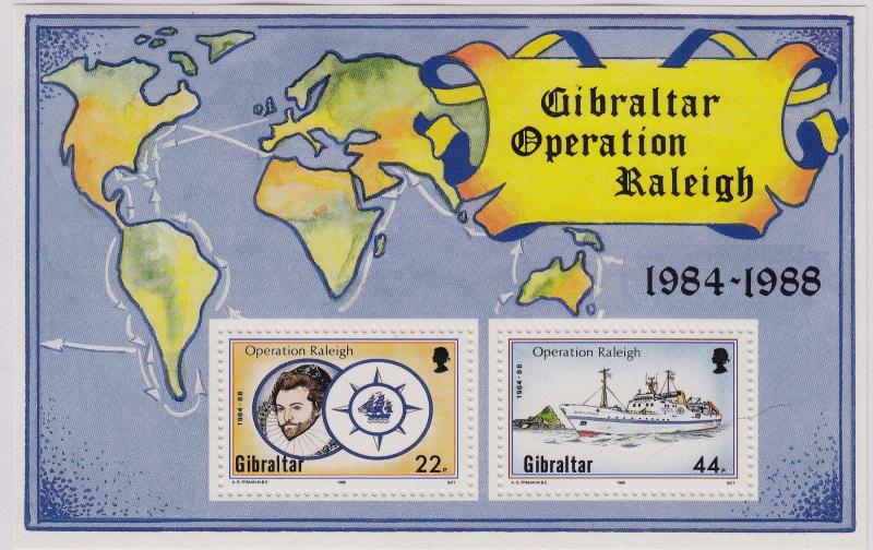 GIBRALTAR MNH Scott # 539 Operation Raleigh Sheet (2 Stamps)