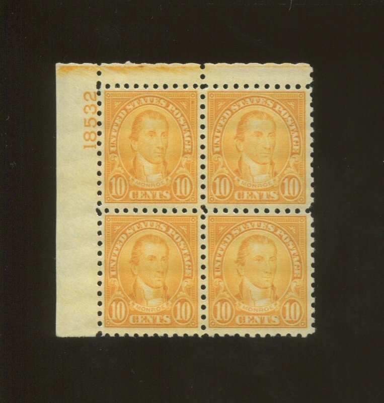 United States Postage Stamp #591 MNH VF Plate No. 18532 Block of 4