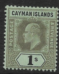 CAYMAN ISLANDS SG31 1909 1/= BLACK ON GREEN MTD MINT