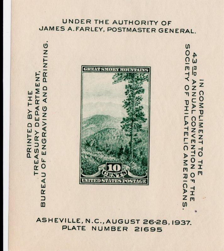Scott #797 Society of Philatelic Americans - 1937 - MNH