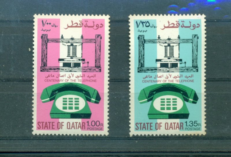 Qatar - Sc# 470-1. 1976 Century of Telephone. MNH $11.25.