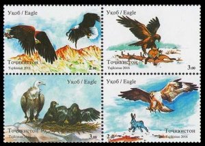 2016 Tajikistan 719-722VB Birds of Prey / Eagles