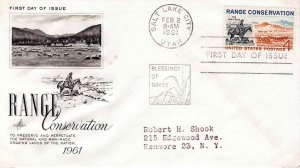 USA 1961 FDC Sc 1176 Range Conservation Artcraft Cachet First Day Cover