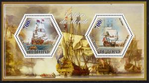 Chad 2014 Sailing Ships #3 perf sheetlet containing two h...