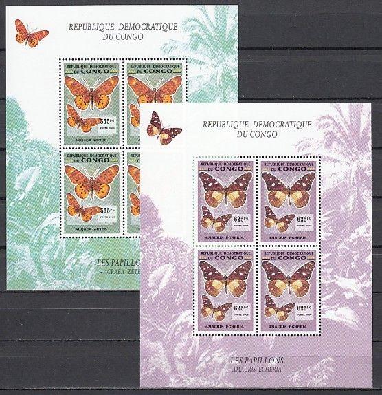 Congo Dem., 2006 issue. Butterflies on 2 sheets of 4. ^