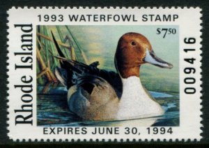 RI-5 US $7.50 Rhode Island Waterfowl Stamp, MNH