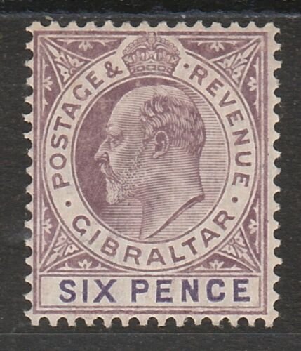 GIBRALTAR 1906 KEVII 6D DULL & BRIGHT PURPLE WMK MULTI CROWN CA 