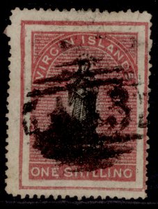 BRITISH VIRGIN ISLANDS QV SG14, 1s black & rose-carmine, USED. Cat £375.