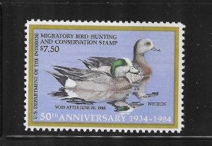 US #RW51  1984  FEDERAL HUNTING STAMP - MINT NEVER HINGED