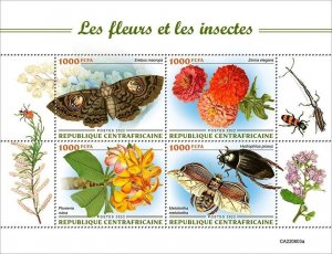 2022 10-CENTRAL AFRICAN - FLOWERS & INSECTS      4V  complet set    MNH ** T