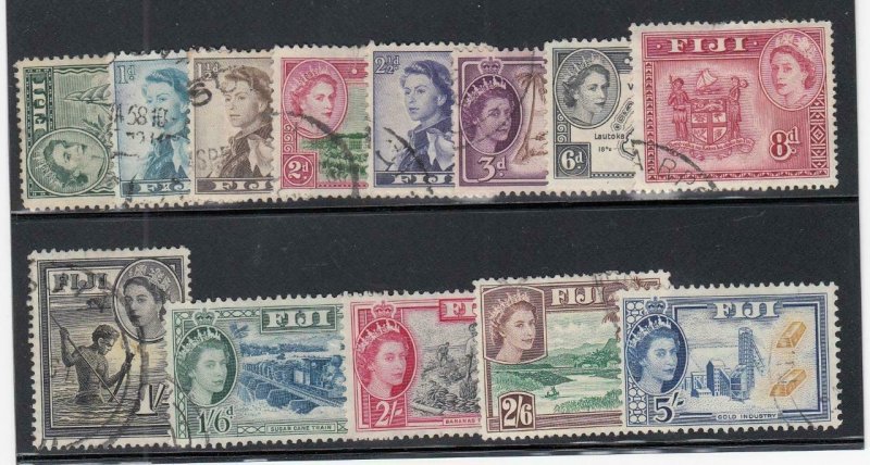 FIJI (MM124) # 147-160 VF-USED VARd,sh  1954-56 QEII /TYPES OF 1938-50 CV $18