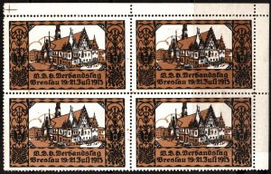 1913 German Poster Stamp B.D.S. Saxony State Association Day Breslau