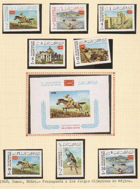 Yemen 1968 Olympics 8 stamps 1 s/s  MNH