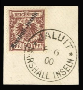 German Colonies, Marshall Islands #12 Cat$42.50, 1899 50pf red brown, used on...
