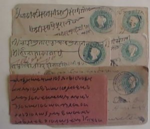 INDIA 5 ENVELOPES ALL WITH POSTAGE DUE HANDSTAMPS BEFORE 1900