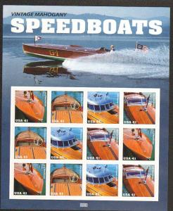 US #4160-63 Mint Sheet Vintage Mahogany Speedboats 