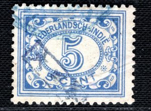 NED INDIE 5c Stamp WW2 Jap Occ *BLUE CDS POSTMARK* 大日本 Indonesia Used LGREEN54