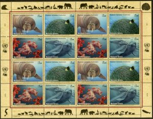 UNITED NATIONS Sc# NY 949-52 GE480-3 VI417-20 2008 Endangered Species Sheets MNH