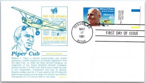 US FIRST DAY COVER WILLIAM T. PIPER 40c AIRMAIL AVIATION PIONEER GAMM CACHET