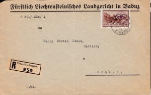Liechtenstein Official..1935 50rp Registered Domestic use Large Cover