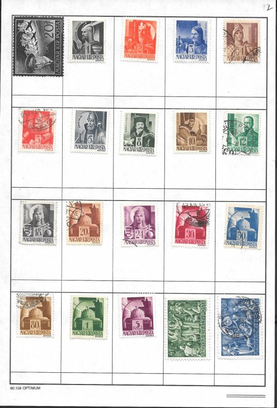 HUNGARY #Z22 Mixture Page of 20 stamps.  Collection / Lot