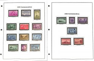 United States Stamp Collection on 44 Mystic Heritage Pages, Mint NH, 1945-1967