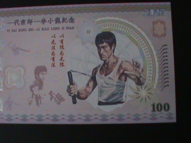 CHINA-2017- KUNG FU MASTER-BRUCE LEE-LOVELY BIRDS $100 POLIMER-UNC-COLLECTIBLE