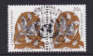 United Nations  New York  #423 cancelled 1984 future for refugees 20c  pair