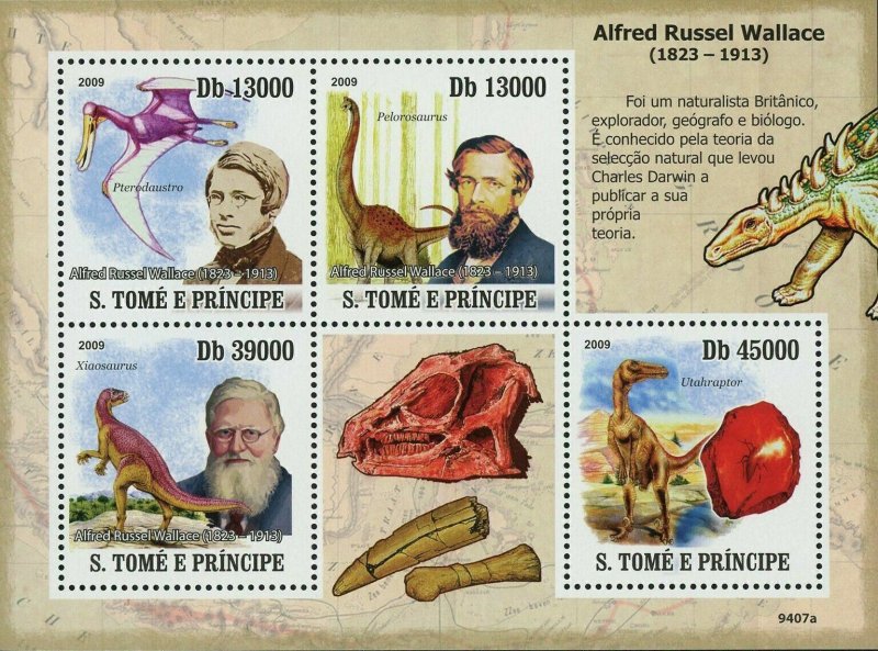 Dinosaurs Stamp Alfred Russel Wallace Pterodaustro Xiaosaurus S/S MNH #4130-4133 