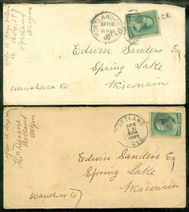 EDW1949SELL : USA 1889 Portland OR 2 #213 covers with letters 1 held for postage