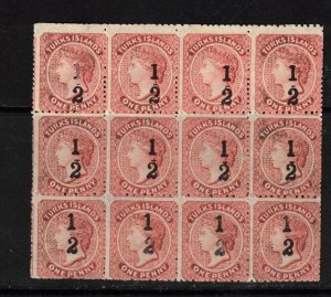 Turks Islands SG #15 Mint Block Of Twelve - Full Original Gum Lightly Hinged