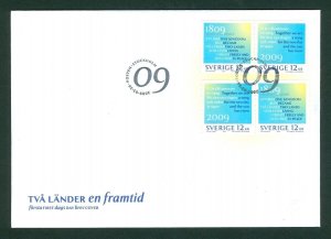 Sweden FDC  2009 Cachet. Two Countries,Sweden,Finland -One Future. Constitution.