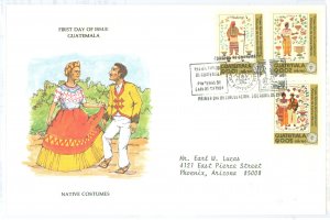 Guatemala C632-34 1978 Native costumes, addressed, Postal Commerative Society FDC