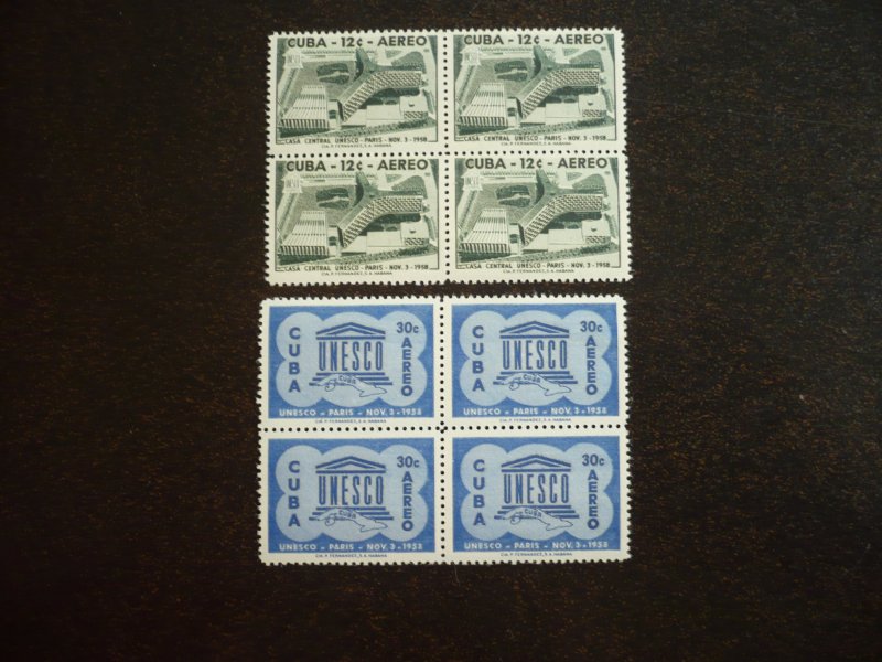 Stamps - Cuba - Scott#C193-C194 - Mint Hinged Set of 2 Stamps in Blocks of 4