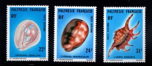 French Polynesia Scott C156-158 MNH** Sea Shell stamp set