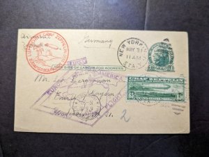 1930 USA Airmail LZ 127 Graf Zeppelin First Flight Cover FFC NY to Germany #C13